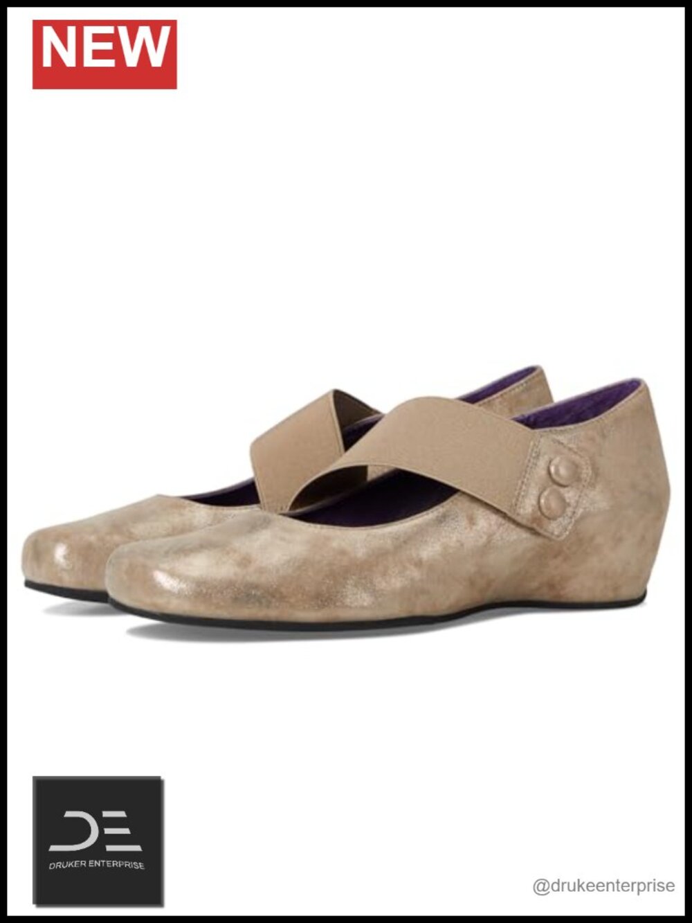 Womens Slip-On Wedge Sandals Leather Square Toe Comfort Shoes